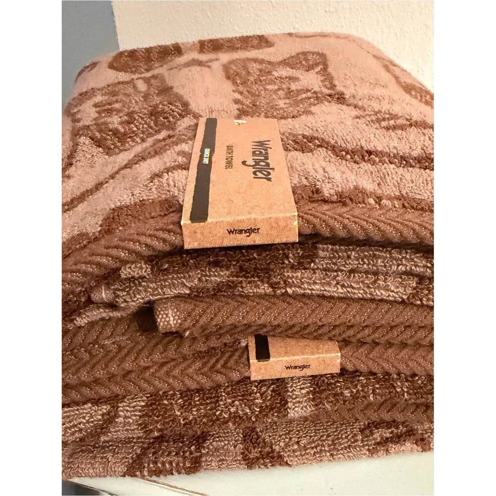 Wrangler Brown Western Boot Pattern Bath Towel (2)